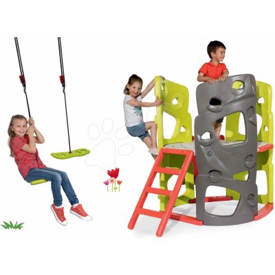 Smoby Set prolézačka Multiactivity Climbing Tower na šplhání se skluzavkou a dárek nastavitelná houpačka Activity Swing – Zboží Mobilmania