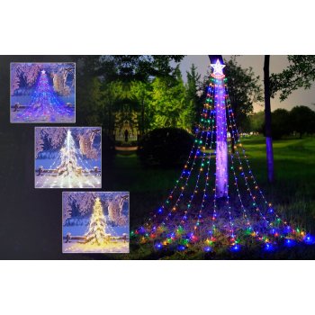 ROSNEK 3.5m LED vodopád světelný řetěz 8 světelných režimů bílé vánoční osvětlení s časovačem pro vánoční stromek venkovní zahradní party Deco