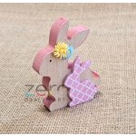 Zajíc dřevěný stojicí 12 cm přírodní/růžový – Hledejceny.cz