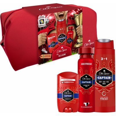 Old Spice Captain sada deostick 50 ml + sprchový gel 3v1 250 ml + deodorant 150 ml + kosmetická taška – Zbozi.Blesk.cz