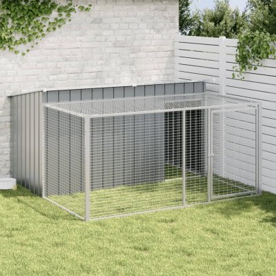 vidaXL Psí bouda s výběhem antracitová 197 x 194 x 110 cm – Zboží Dáma