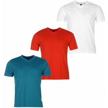 Donnay Three Pack V Neck T Shirt Mens Red/Teal/White