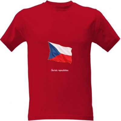 Tričko s potiskem ČR vlajka velká pánské červená