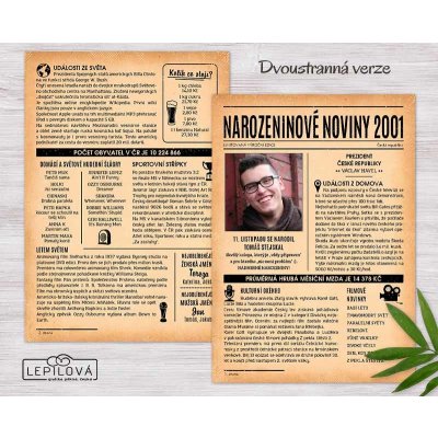 Narozeninové noviny 2001 – jednostranné až čtyřstranné – Sleviste.cz