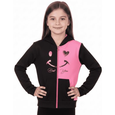 Dívčí mikina na zip s kapucí tmavě růžová – Sleviste.cz