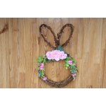 L.M.Dekor Proutěný věnec s ušima a květy – hlava králíka 45 × 25 cm Růžová – Zboží Mobilmania