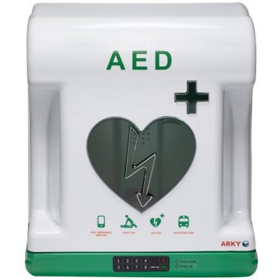 ARKY Venkovní nástěnná skříňka na AED s alarmem a vyhříváním 43 x 50,4 x 21,4 cm Zabezpečení: Digitální zámek na PIN – Zbozi.Blesk.cz