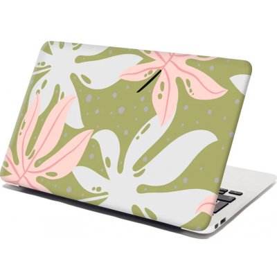 Sablio Samolepka na notebook Bílé a růžové listy - 38x26 cm – Zboží Živě