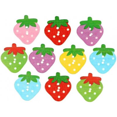 Ideal dřevěné knoflíky jahoda 10 ks – Zboží Dáma