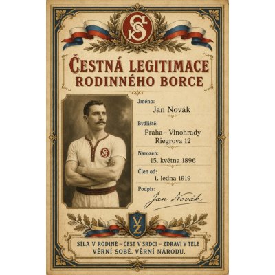 Bezvadary.cz | Retro čestná legitimace rodinného borce s vlastní fotografiíA3 42x30cm rp33 – Hledejceny.cz
