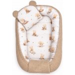 Baby Nellys Oboustranné hnízdečko s polštářkem, boucle, 50x80 cm, Kouzelný Méďa, hnědý – Zbozi.Blesk.cz