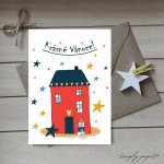 Vánoční přání s obálkou - Červený domek – Zboží Dáma