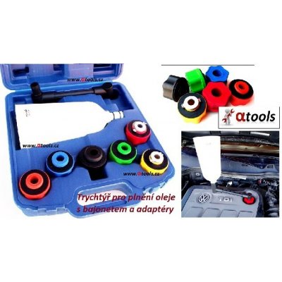 Trychtýř pro plnění oleje, s bajonetem a 6 adaptéry, pro VAG, FORD, MERCEDES-BENZ, TOYOTA – Zboží Mobilmania