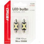 LED žiarovky CANBUS 12SMD Festoon C5W 2016 36mm White 12/24V AMiO-04236 – Hledejceny.cz
