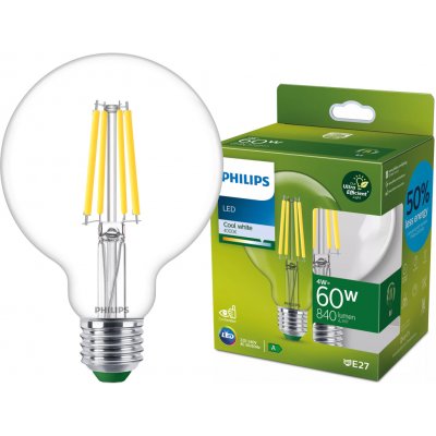 Philips Globe LED žárovka E27 G95 4W = 60W 840 lm 4000K denní bílá vlákno Ultra Efficient – Hledejceny.cz