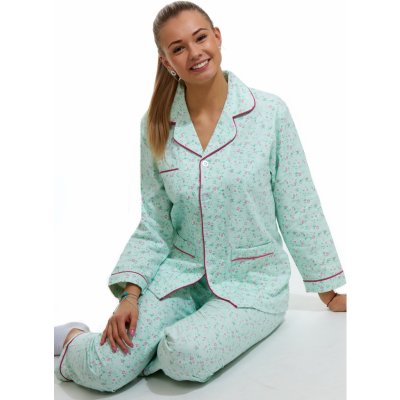 Elegantní pyžamo na kojení flanel 1DF0011 zelená – Zboží Mobilmania