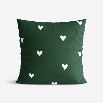 Goldea vánoční bavlna srdíčka na tmavě zeleném 40 x 40 cm – Sleviste.cz