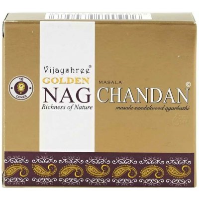 Vijayshree Vonné kužely Golden Nag Indie Chandan 10 ks – Sleviste.cz