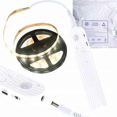 KIK LED pásek s detektorem pohybu napájený baterií USB 2M teplá bílá – Zboží Mobilmania