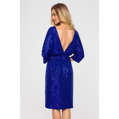 Šaty s výstřihem na zádech M716 modré – Zboží Mobilmania