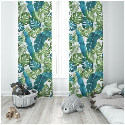 Mondo Italia Hotový závěs na kroužcích lísti monstery 140x160 cm Vícebarevná – Zboží Dáma