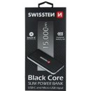 Swissten BLACK CORE SLIM POWER BANK 15000 mAh USB-C INPUT