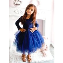 Princess krajkové šaty s maxi tylovou sukní royal blue