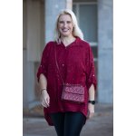 Italy fashion Třpytivá košile AMOR Vínová – Zboží Dáma