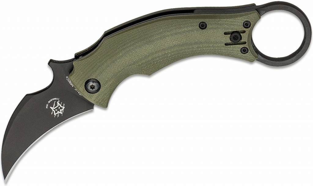 FOX/Bastinelli Bird Folding Karambit, N690Co Blade, OD Green G10 Handles FX-591 OD