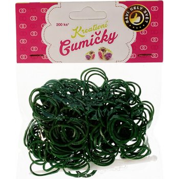 Loom Bands pletací gumičky tmavě zelené 200ks + háček