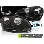 PŘEDNÍ SVĚTLOMETY, SVĚTLA, LAMPY, LAMPY VW GOLF 5, 2003-2009, LED DAYLIGHT S DRL, ČERNÉ BLACK – Sleviste.cz