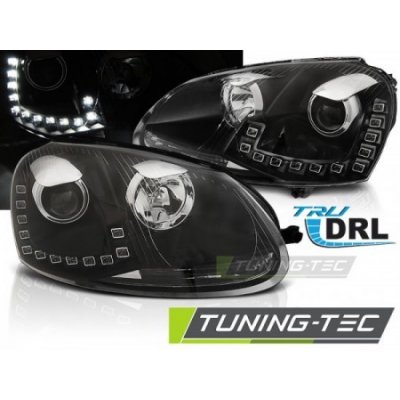 PŘEDNÍ SVĚTLOMETY, SVĚTLA, LAMPY, LAMPY VW GOLF 5, 2003-2009, LED DAYLIGHT S DRL, ČERNÉ BLACK – Zbozi.Blesk.cz