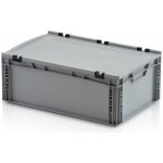 TBA Plastová Euro přepravka 600 x 400 x 220 cmmm s víkem plný úchyt – Zboží Mobilmania