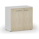 Primo Kancelářská skříň s dveřmi WHITE, 740 x 800 x 420 mm, bílá/dub přírodní – Zboží Mobilmania