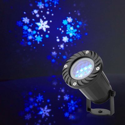 CLPR1 Dekorativní Světlo | LED projektor sněhových vloček | Bílé a modré krystalky ledu | Vnitřní nebo Venkovní