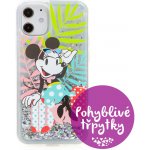 Pouzdro AppleMix DISNEY Apple iPhone 12 mini - cestovatelka Minnie - pohyblivé třpytky - průhledné / stříbrné – Zboží Mobilmania