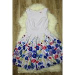BICOTONE Dámské společenské šaty bez rukávů se model 15042960 sukní a páskem bílé krémová s květinovým vzorem – Zboží Mobilmania