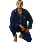 Pánské flanelové pyžamo tmavě modré elegantní proužek 100% bavlna 1PF0102 modrá – Zboží Mobilmania