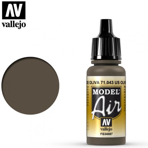 Příslušenství ke společenským hrám Vallejo Model Air: US Olive Drab 17ml airbrush barva na modely