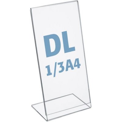 A-Z Reklama CZ plastový stojánek na 1 list tvar L na výšku DL 1/3A4 – Sleviste.cz