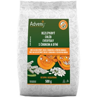 Adveni Bezlepkový chléb Everyday s dýňovou moukou 0,5 kg – Zboží Dáma