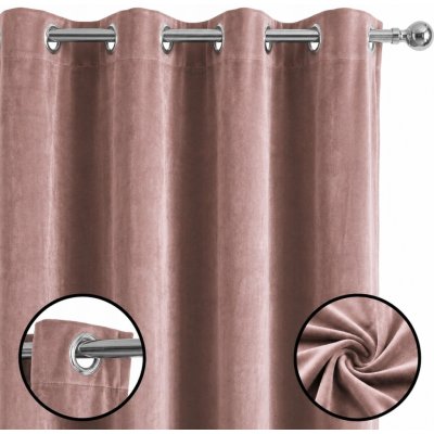 Závěs Velurový PASTELOVĚ RŮŽOVÝ Elegantní s Kroužky 140x250 VELUR – Hledejceny.cz