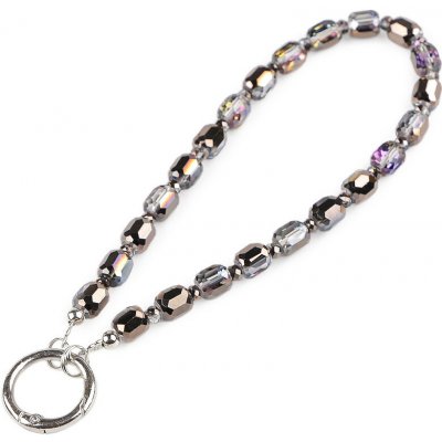 Přívěsek na mobil ze skleněných korálků šedá nejsvětlější 1ks – Zboží Živě