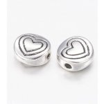 Kovový korálek - starostříbrný - srdce - ∅ 6 x 3 mm - 1 ks – Zboží Dáma