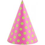 PartyDeco Čepičky na party papírové s puntíky růžové 16 cm 6 ks – Zboží Dáma