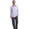 Pánské pyžamo 1P1439 pánské pyžamo dlouhé propínací šedé