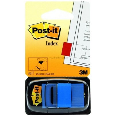Samolepicí plastové záložky 3M Post-it Index, 43,2 x 25,4 mm, 50 lístků, modré – Hledejceny.cz