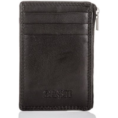 CASH Kožené pouzdro na karty s kapsou na zip 5618 černá – Zboží Živě