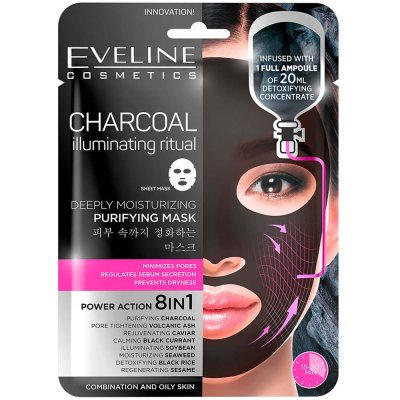 Eveline Cosmetics Charcoal textilní maska s uhlím 20 ml – Zbozi.Blesk.cz