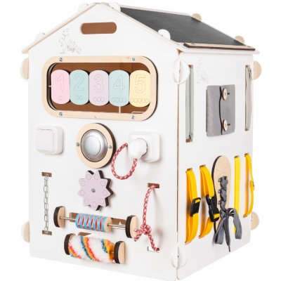 BusyKids Activity board domeček bílý pastel – Zbozi.Blesk.cz